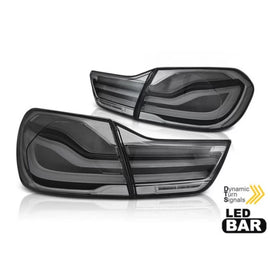 Set fanali posteriori LED per BMW Serie 4 F32 Coupe, F33 Cabriolet, F36 Gran Coupe 2013-2016, completamente fumé,