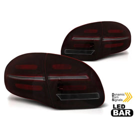 Set fanali posteriori LED per Porsche Cayenne 2010-2015, nero, rosso fumé base, sinistro e destro