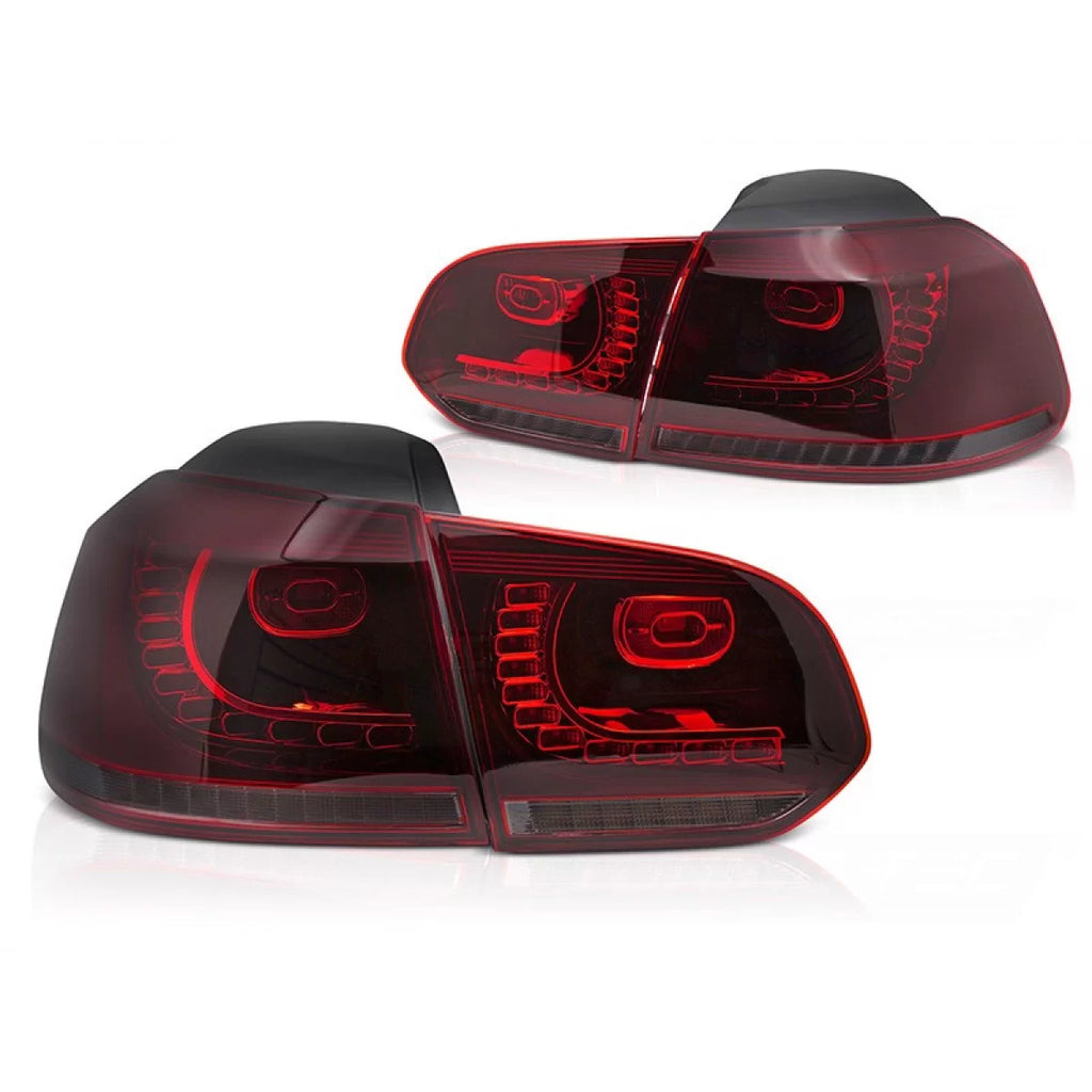 Set fanali posteriori LED per Volkswagen Golf VI hatchback 2008-2013, rosso fumé base, sinistro e destro