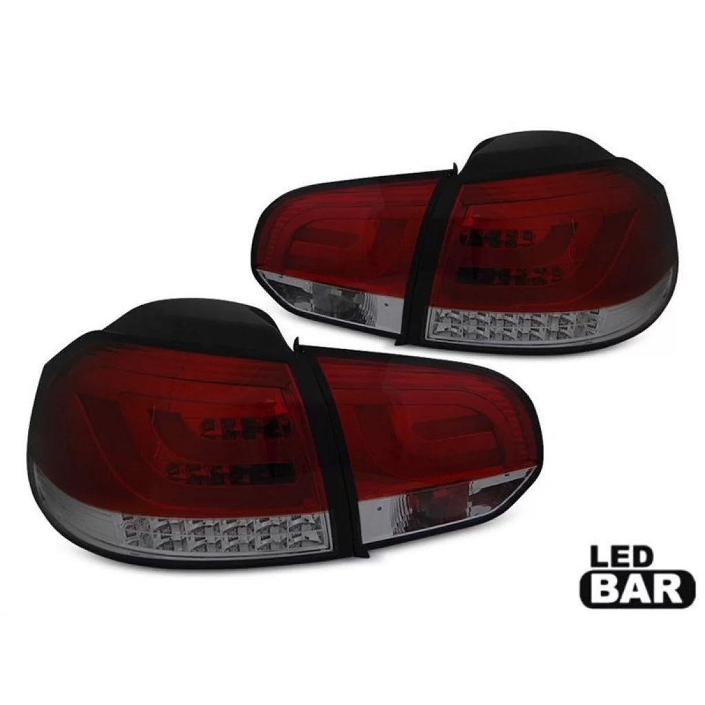 Set fanali posteriori LED per VW Golf 6 2008-2012, rosso e fumé base, sinistro e destro