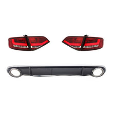 Carica l'immagine nel visualizzatore di Gallery, Fanali posteriori LED con posteriore diffusore e Terminali di scarico per Audi A4 B8 8K berlina (2007-2010) rosso