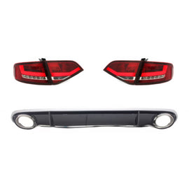 Fanali posteriori LED con posteriore diffusore e Terminali di scarico per Audi A4 B8 8K berlina (2007-2010) rosso