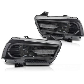 Set fari anteriori per Dodge caricabatterie 2011-2015 con nero base, con dinamico Indicatori di direzione, per il