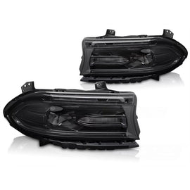 Set fari anteriori per Dodge caricabatterie 2014-2023 con nero base, per il modello con di serie DRL luci, sinistro