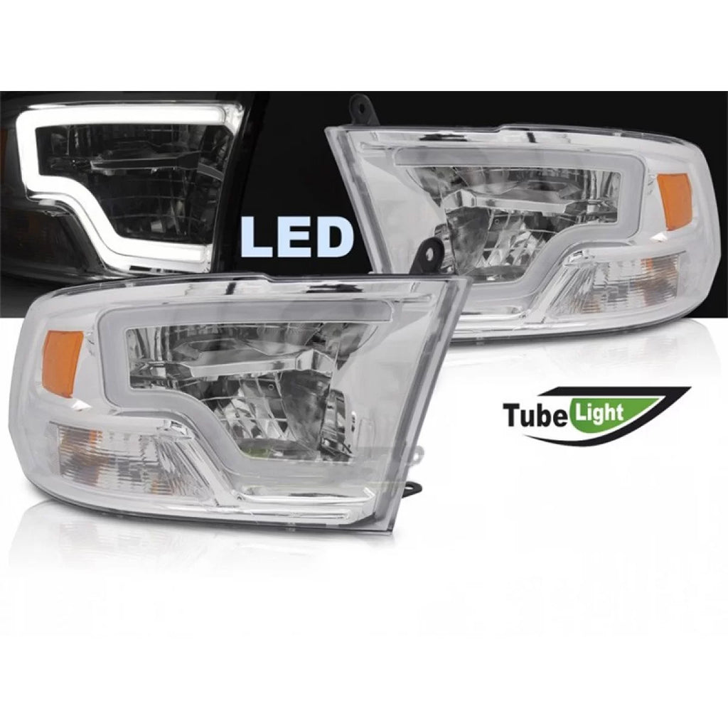 Set fari anteriori per Dodge Ram 2009-2018 con cromato base, sinistro e destro LED tuning