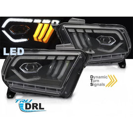 Set fari anteriori per Ford Mustang 2010-2013 con nero base, per il modello con di serie DRL luci, con dinamico