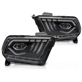 Set fari anteriori per Ford Mustang 2010-2013 con nero base, per il modello con di serie DRL luci, con dinamico