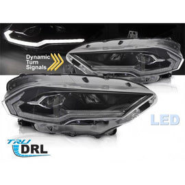 Set fari anteriori per Ford Mustang 2018-2021 con nero base, con dinamico Indicatori di direzione, per il modello
