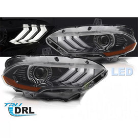Set fari anteriori per Ford Mustang 2018-2021 con nero base, per il modello con di serie DRL luci, sinistro e destro LED