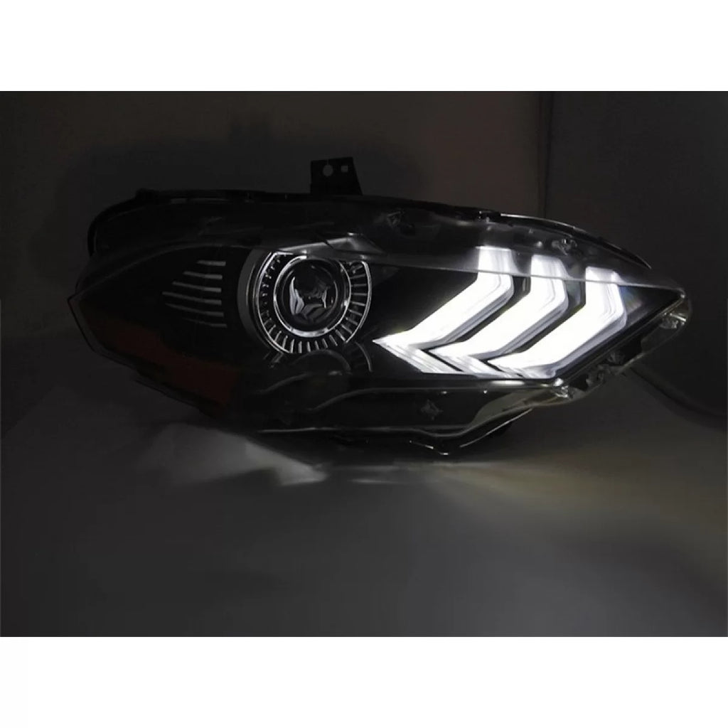 Set fari anteriori per Ford Mustang 2018-2021 con nero base, per il modello con di serie DRL luci, sinistro e destro LED