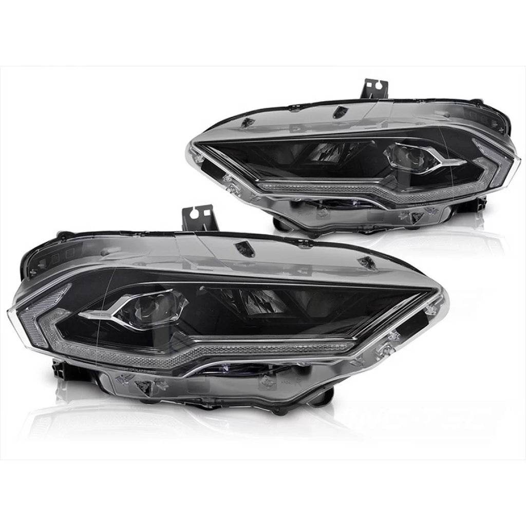 Set fari anteriori per Ford Mustang 2018-2021 con nero base, con dinamico Indicatori di direzione, per il modello