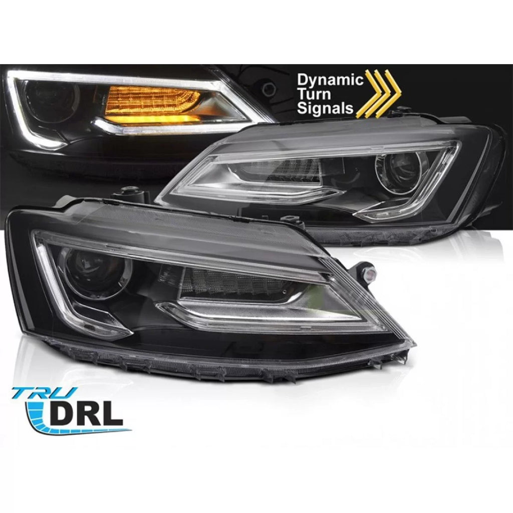 Set fari anteriori per Volkswagen Jetta 2011-2018 con nero base, per il modello con di serie alogeno luci, con dinamico
