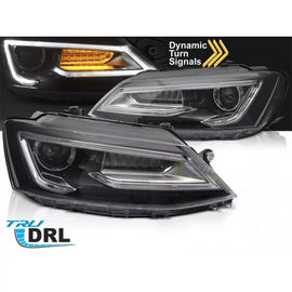 Set fari anteriori per Volkswagen Jetta 2011-2018 con nero base, per il modello con di serie alogeno luci, con dinamico