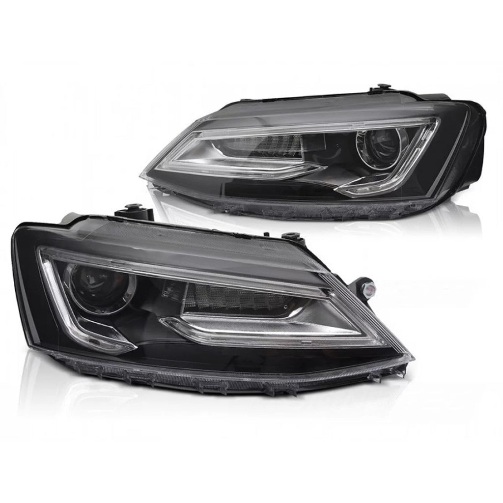 Set fari anteriori per Volkswagen Jetta 2011-2018 con nero base, per il modello con di serie alogeno luci, con dinamico