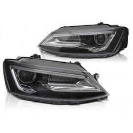 Set fari anteriori per Volkswagen Jetta 2011-2018 con nero base, per il modello con di serie alogeno luci, con dinamico