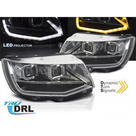 Set fari anteriori per Volkswagen T6 2015-2019 con nero base, per il modello con di serie DRL luci, sinistro e destro