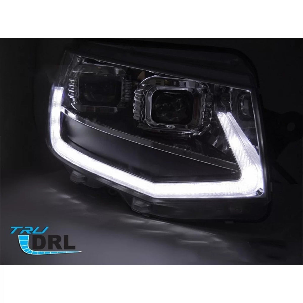 Set fari anteriori per Volkswagen T6 2015-2019 con nero base, per il modello con di serie DRL luci, sinistro e destro
