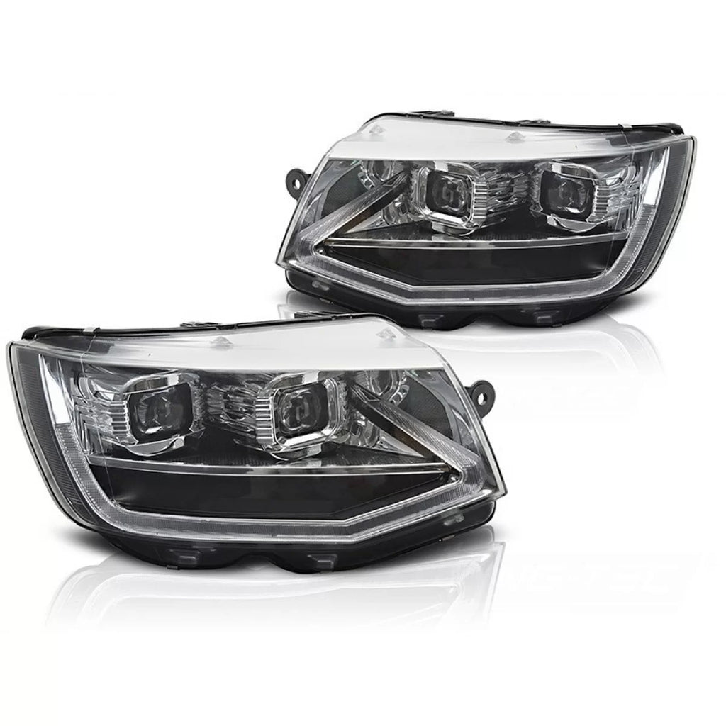 Set fari anteriori per Volkswagen T6 2015-2019 con nero base, per il modello con di serie DRL luci, sinistro e destro