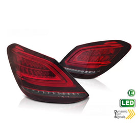 Kit fanali posteriori per Mercedes Classe C W205 berlina 2014-2018, rosso bianco base, con dinamico Indicatore