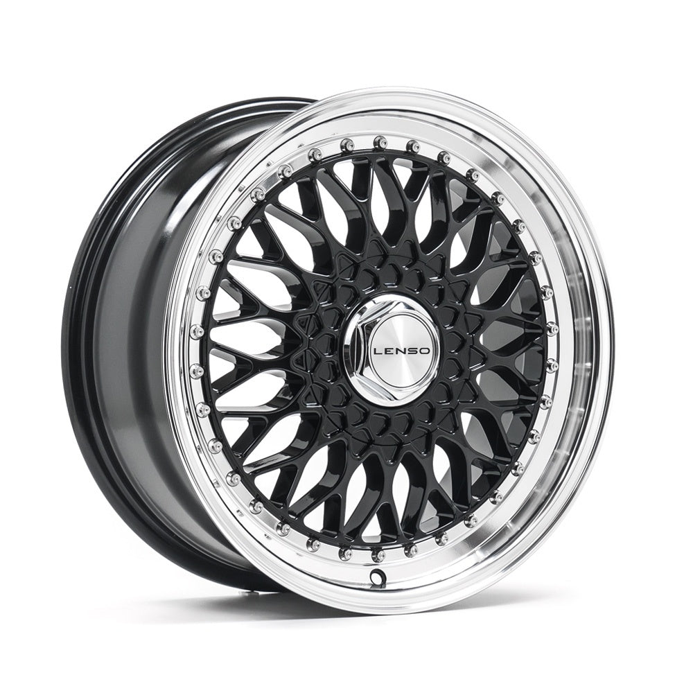 Cerchio in Lega LENSO BSX 16x7,5 ET35 con foratura su misura Gloss Black & Polished