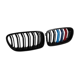 M5 stile doppio a lamelle Griglie a doppio rene in nero lucido con M decorazione per BMW Serie 5 F10 berlina, F11