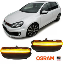 Carica l'immagine nel visualizzatore di Gallery, Specchietto LED per VW Golf 6 VI 08-12 / Touran 10-15 Osram dinamico Canbus nero 2 pezzi
