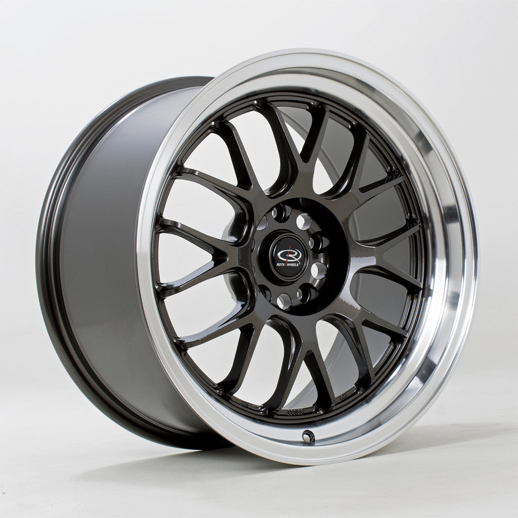 Cerchio in lega Rota Wheels MXR 18x9.5 5x114.3 ET38 Gunmetal Polished Lip