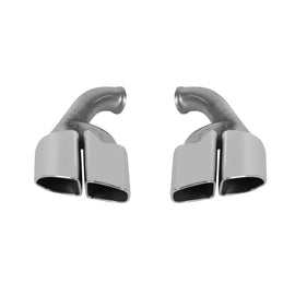 Ovale cromato GTS stile Terminali di scarico per Porsche Cayenne 958 2014-2018, lunghezza 455mm, ingresso 65mm