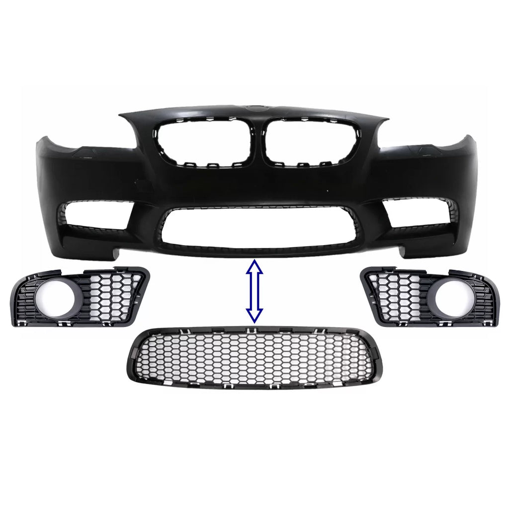Pack Paraurti anteriore inferiore centrale e laterale griglia per BMW Serie 5 F10 F11 (2009-2014) solo per M5 paraurti