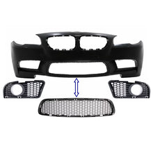 Carica l'immagine nel visualizzatore di Gallery, Pack Paraurti anteriore inferiore centrale e laterale griglia per BMW Serie 5 F10 F11 (2009-2014) solo per M5 paraurti