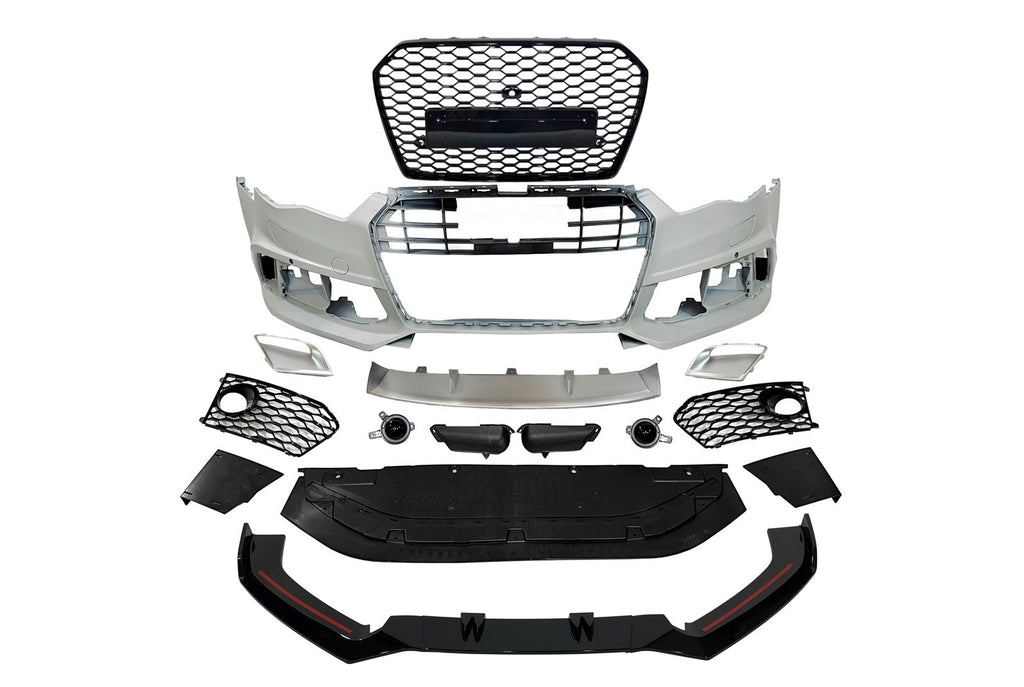 Paraurti Anteriore Audi A6 2015-2018 C7 Look RS6 Spoiler Anteriore Fotocamera Audi A6