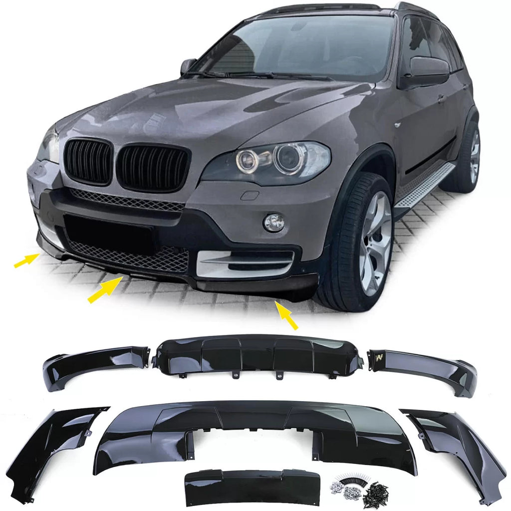 Performance Body kit set anteriore posteriore nero lucido compatibile per BMW X5 E70 07-10