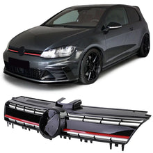 Carica l'immagine nel visualizzatore di Gallery, Performance radiatore griglia Nero lucido con rosso modanatura per VW Golf 7 + GTI 12-17