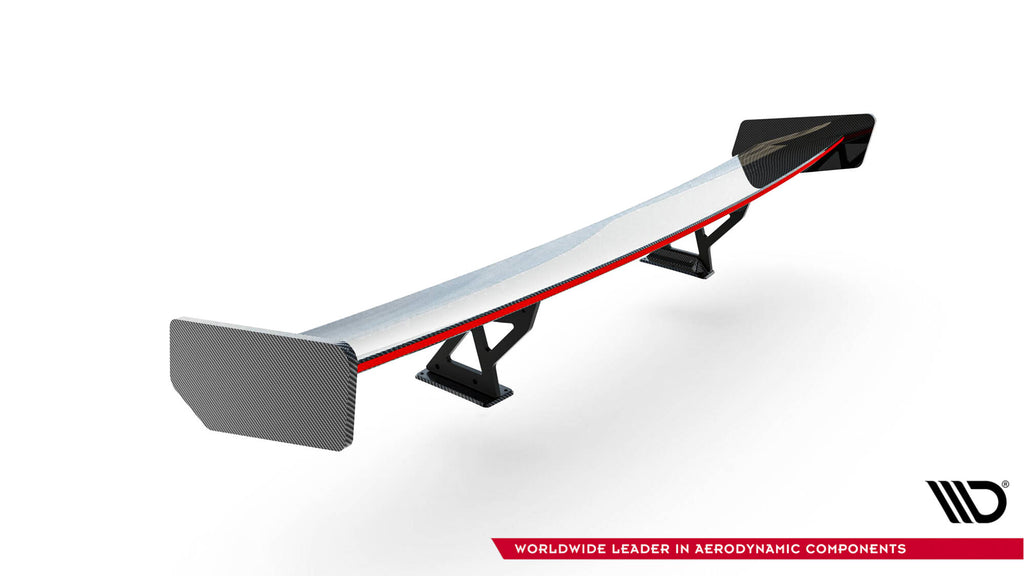 Alettone Dodge Challenger Mk3 in Fibra di Carbonio + LED — vista frontale