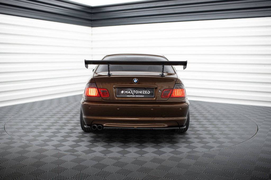 Alettone BMW Serie 3 Coupé E46 in Fibra di Carbonio (con montanti interni) — vista frontale