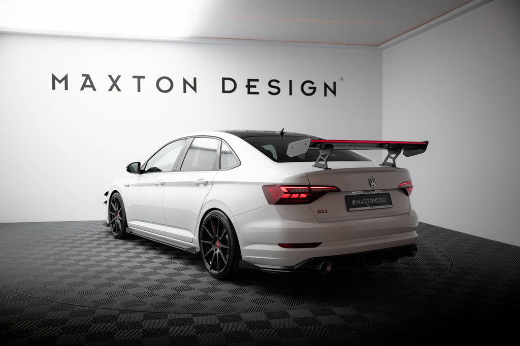 Alettone Volkswagen Jetta GLI Mk7 in Fibra di Carbonio + LED — dettaglio del fissaggio
