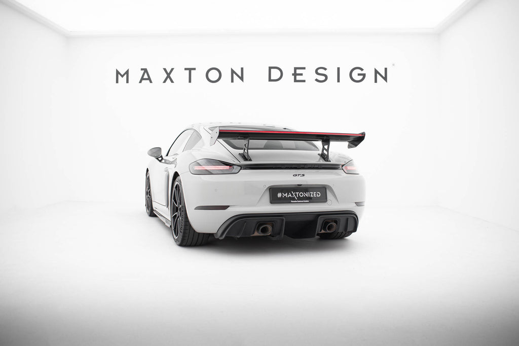 Alettone V.1 Porsche Cayman 982c Cayman T / Cayman GTS in Fibra di Carbonio + LED — particolare del bordo