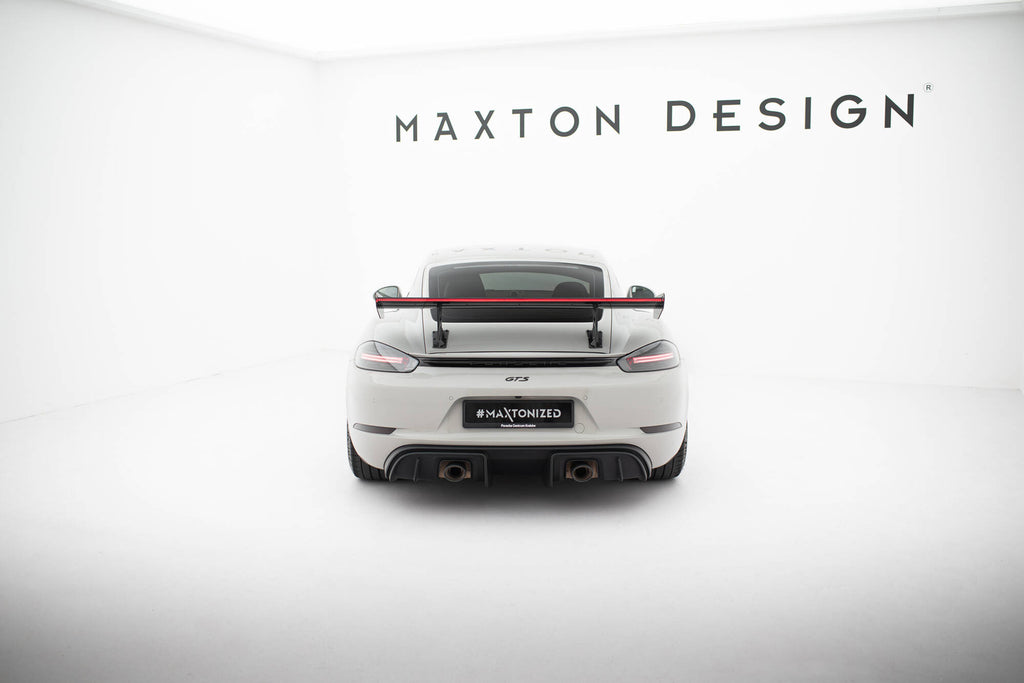 Alettone V.1 Porsche Cayman 982c Cayman T / Cayman GTS in Fibra di Carbonio + LED — vista frontale