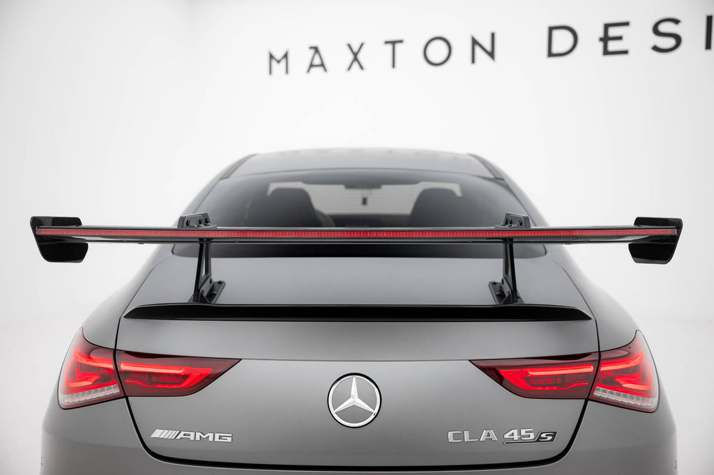 Alettone Mercedes CLA Coupé C118 AMG-Line / AMG 35 / AMG 35 Aero in Fibra di Carbonio + LED (con attacco swan neck superiore) — montato sulla vettura