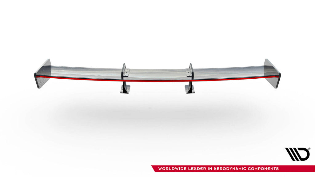 Alettone Toyota Supra Mk5 in Fibra di Carbonio + LED (con attacco swan neck superiore) — vista frontale