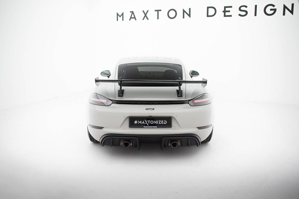 Alettone V.2 Porsche Cayman 982c Cayman T / Cayman GTS in Fibra di Carbonio (con attacco swan neck superiore) — dettaglio del fissaggio