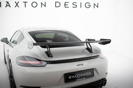 Alettone V.2 Porsche Cayman 982c Cayman T / Cayman GTS in Fibra di Carbonio (con attacco swan neck superiore) — vista angolata