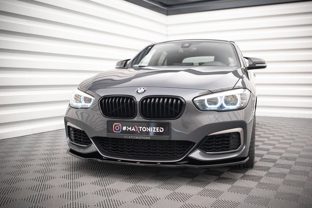 Lip anteriore V.1 Maxton Design per BMW Serie 1 F20 F21 M-Pack Facelift, ABS nero lucido - dettaglio del profilo