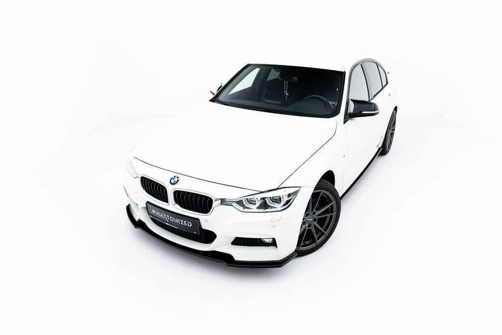 Lip anteriore Maxton Design in ABS nero lucido per BMW Serie 3 M-Pack Berlina F30, vista d insieme