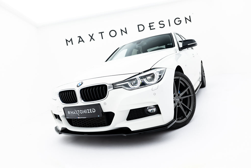 Lip anteriore Maxton Design in ABS nero lucido per BMW Serie 3 M-Pack Berlina F30, vista ravvicinata