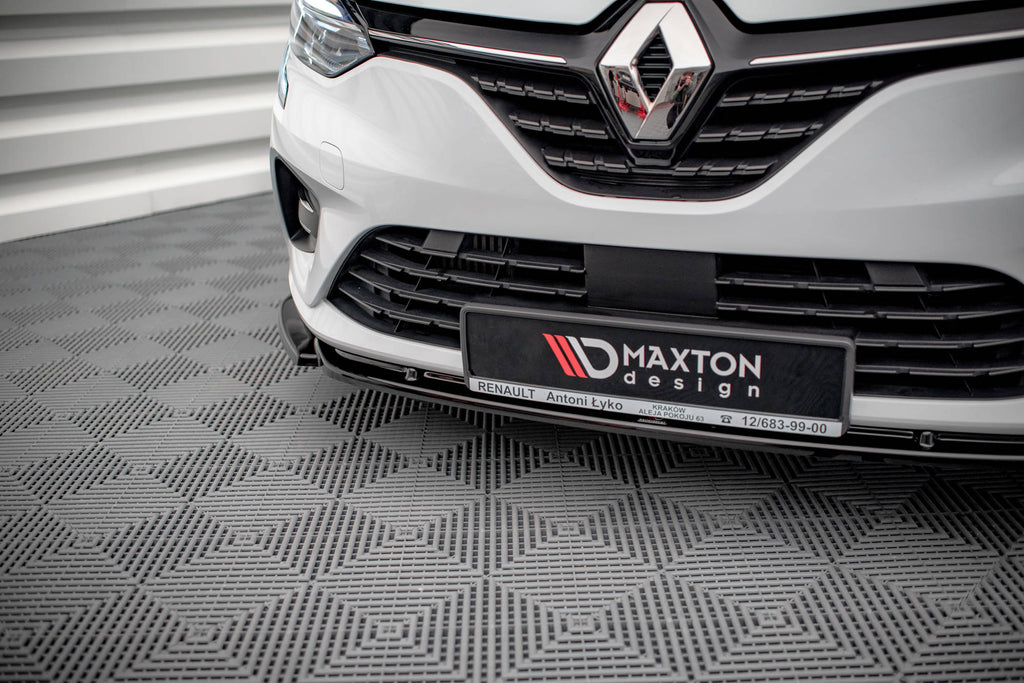 Lip anteriore V.1 Maxton Design per Renault Clio Mk5, ABS nero lucido - vista laterale