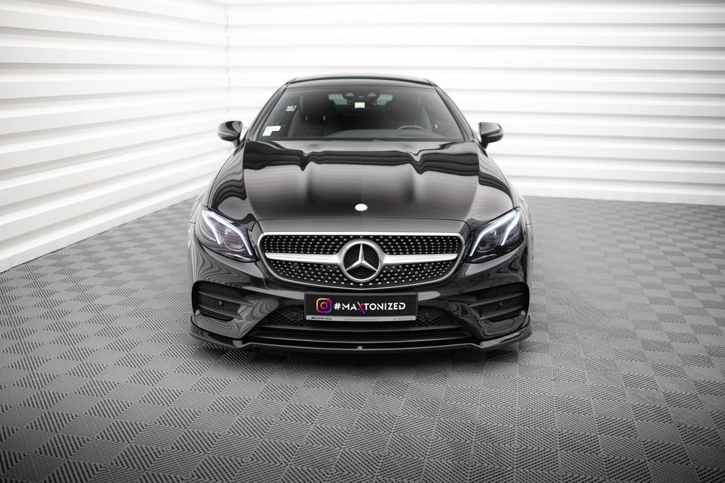 Lip anteriore V.2 Maxton Design per Mercedes Classe E Coupé C238 AMG-Line, ABS nero lucido