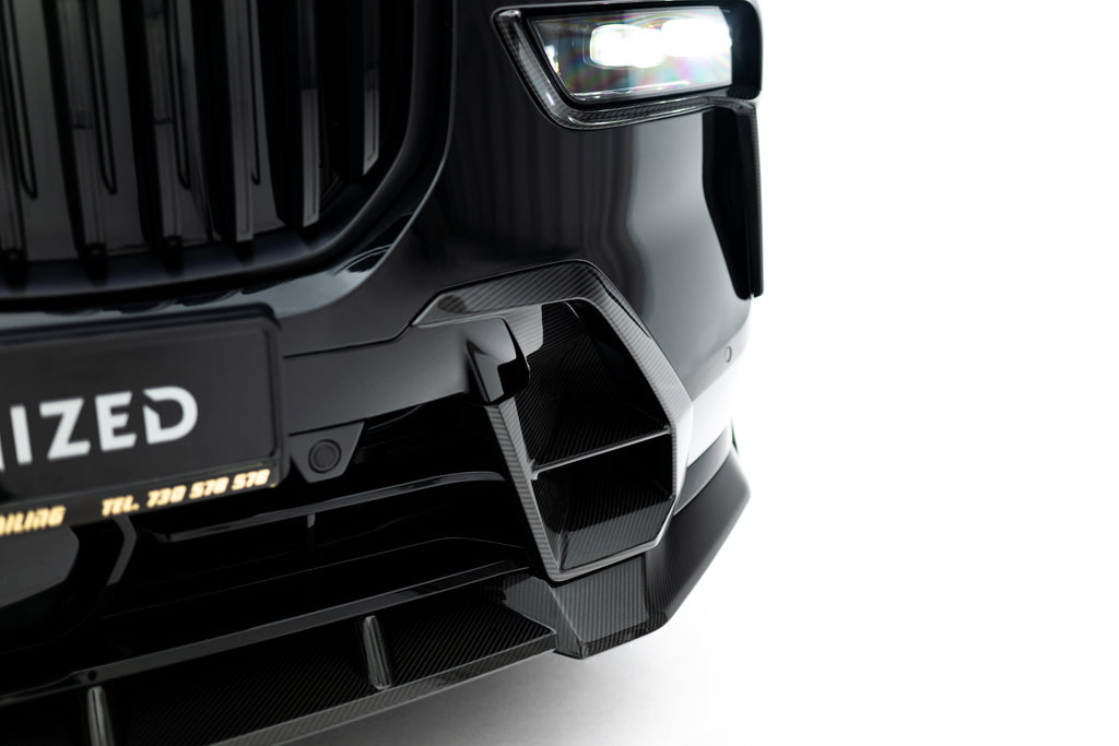 Prese d'Aria Maxton Design compatibili con BMW X7 G07 Facelift M-Pack in Fibra di Carbonio — particolare della finitura
