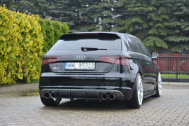 Diffusore posteriore Racing Maxton Design per Audi S3 8V Hatchback e Sportback — ABS nero opaco, vista di dettaglio