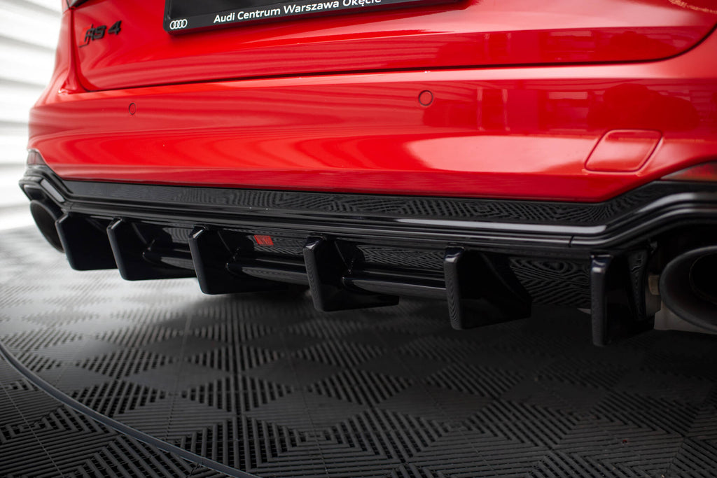 Diffusore posteriore Maxton Design per Audi RS4 B9 e B9 Facelift, ABS nero lucido